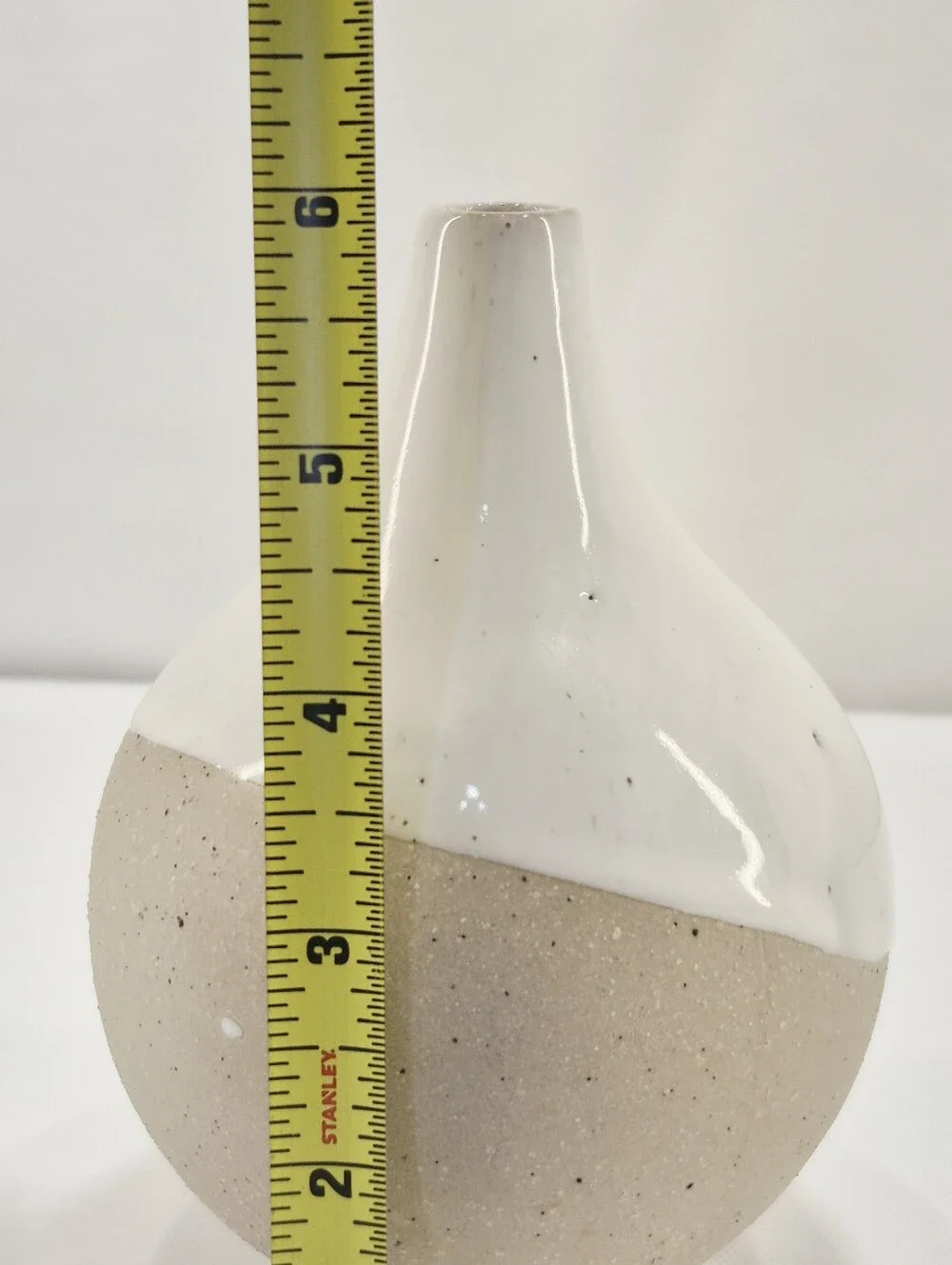 West Elm Half Dipped White Stoneware Small Bud Vase
